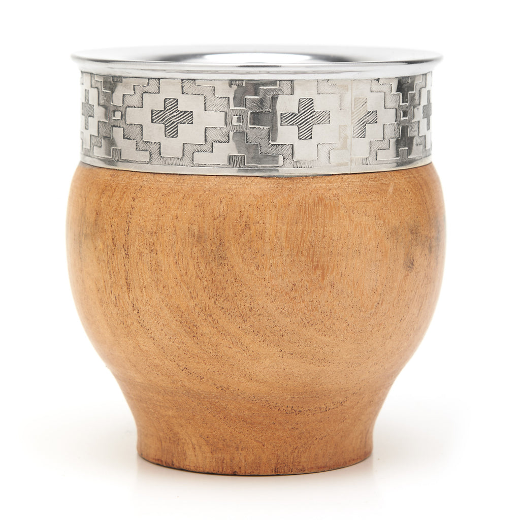 The Imperial Carob Wood Mate Gourd Set (Alpaca Rim)