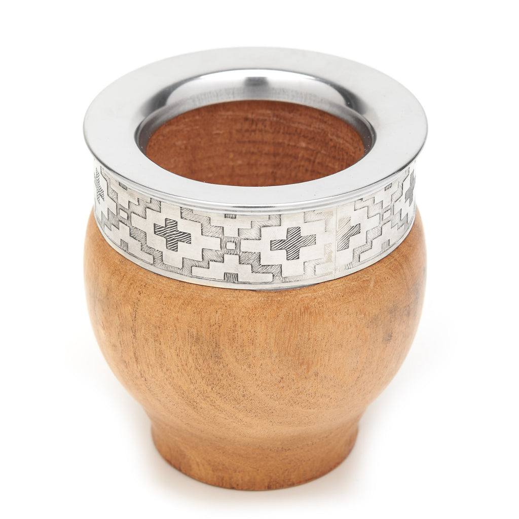 The Imperial Carob Wood Mate Gourd Set (Alpaca Rim)