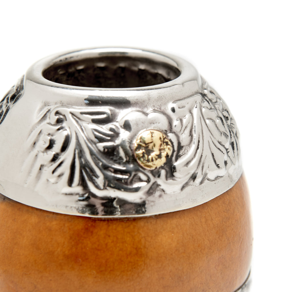 The Small Flowery German Silver Calabash Mate Gourd Set (Suela)