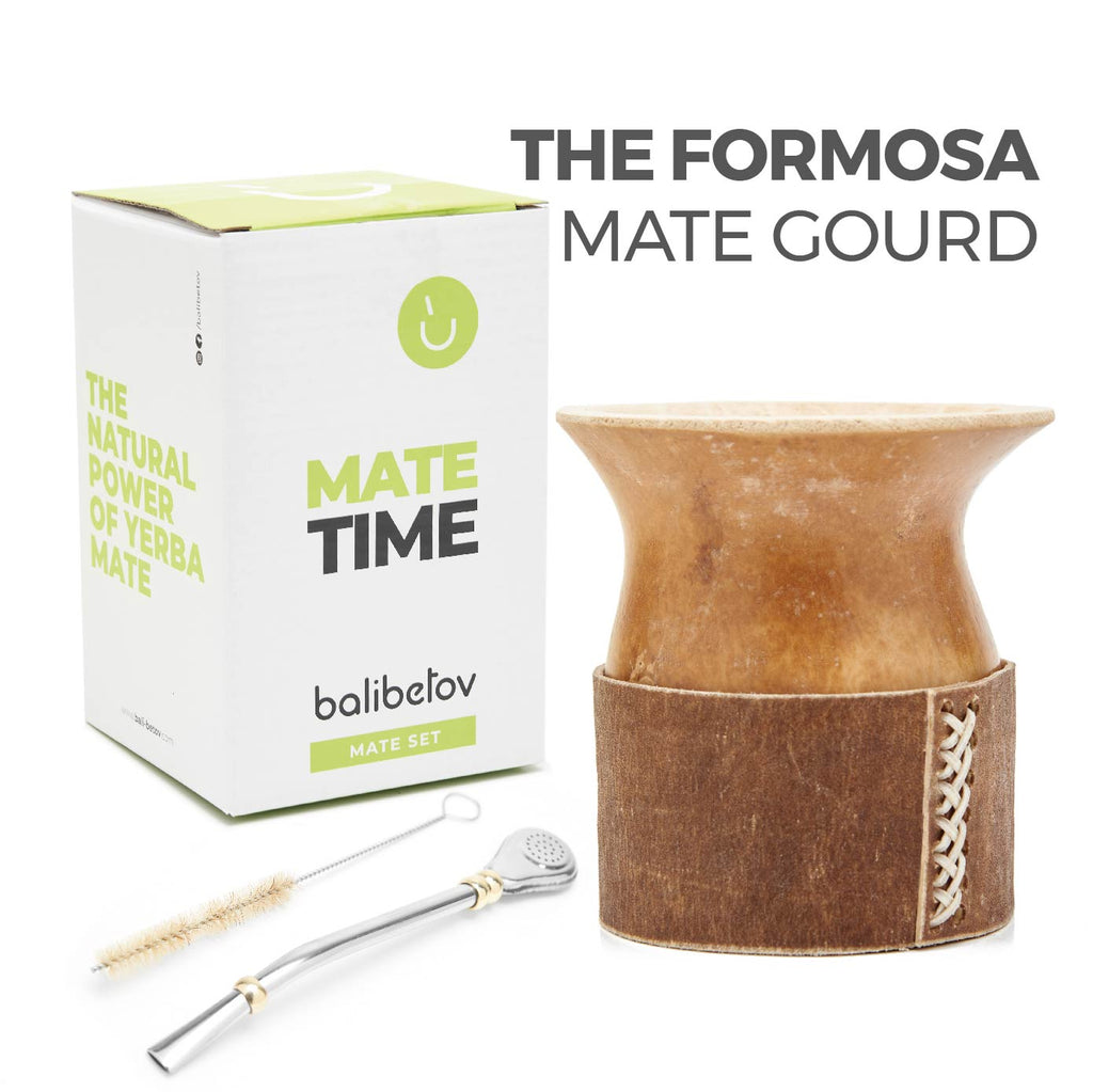 The Formosa Calabash Yerba Mate Gourd Set -  Leather Base 01