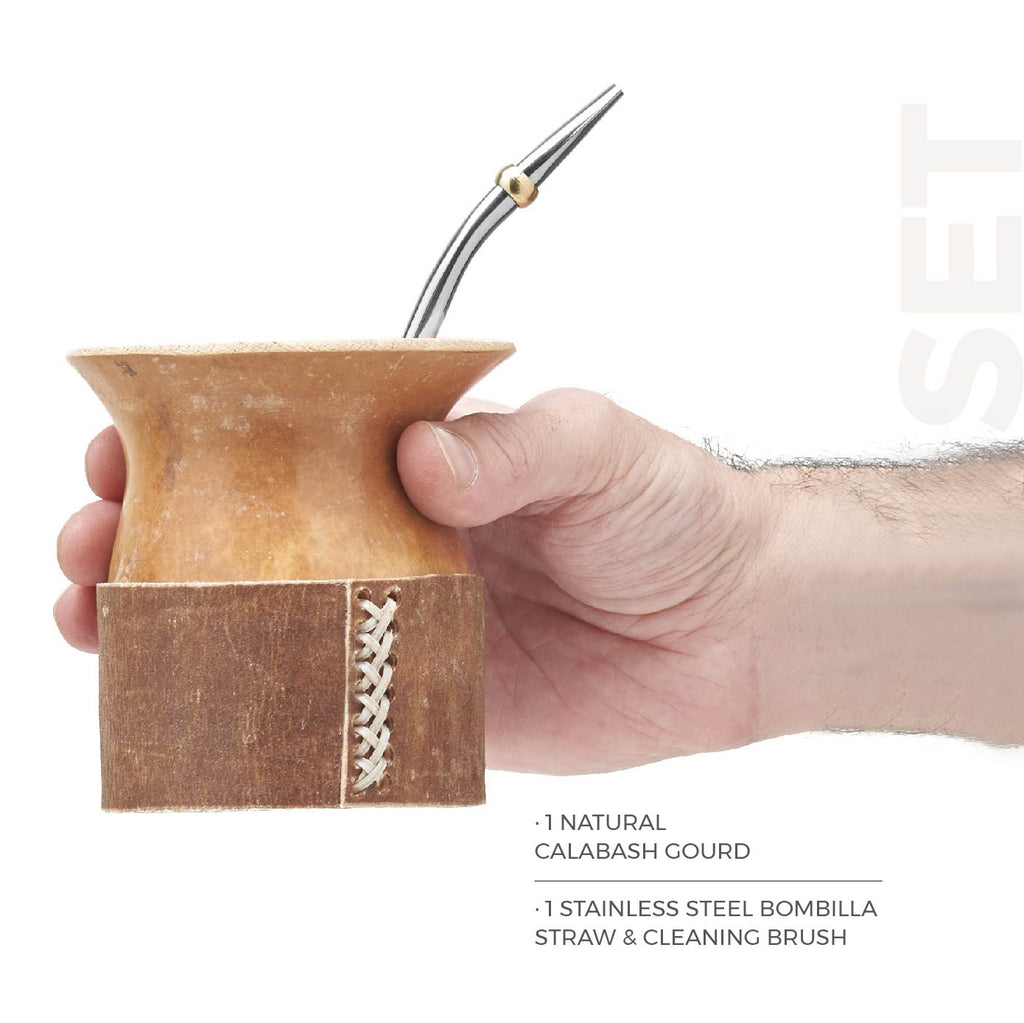 The Formosa Calabash Yerba Mate Gourd Set -  Leather Base 01