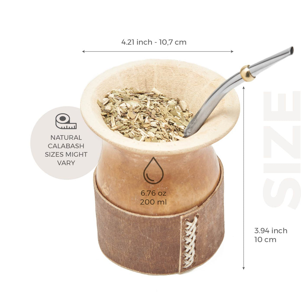 The Formosa Calabash Yerba Mate Gourd Set -  Leather Base 01