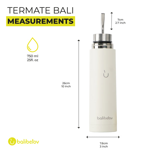 AutoMate Self-Serving Yerba Mate Bottle (25oz) – All-in-One Auto-Cebante Cup, Keeps Water Hot for Hours, No-Spill (Beige)