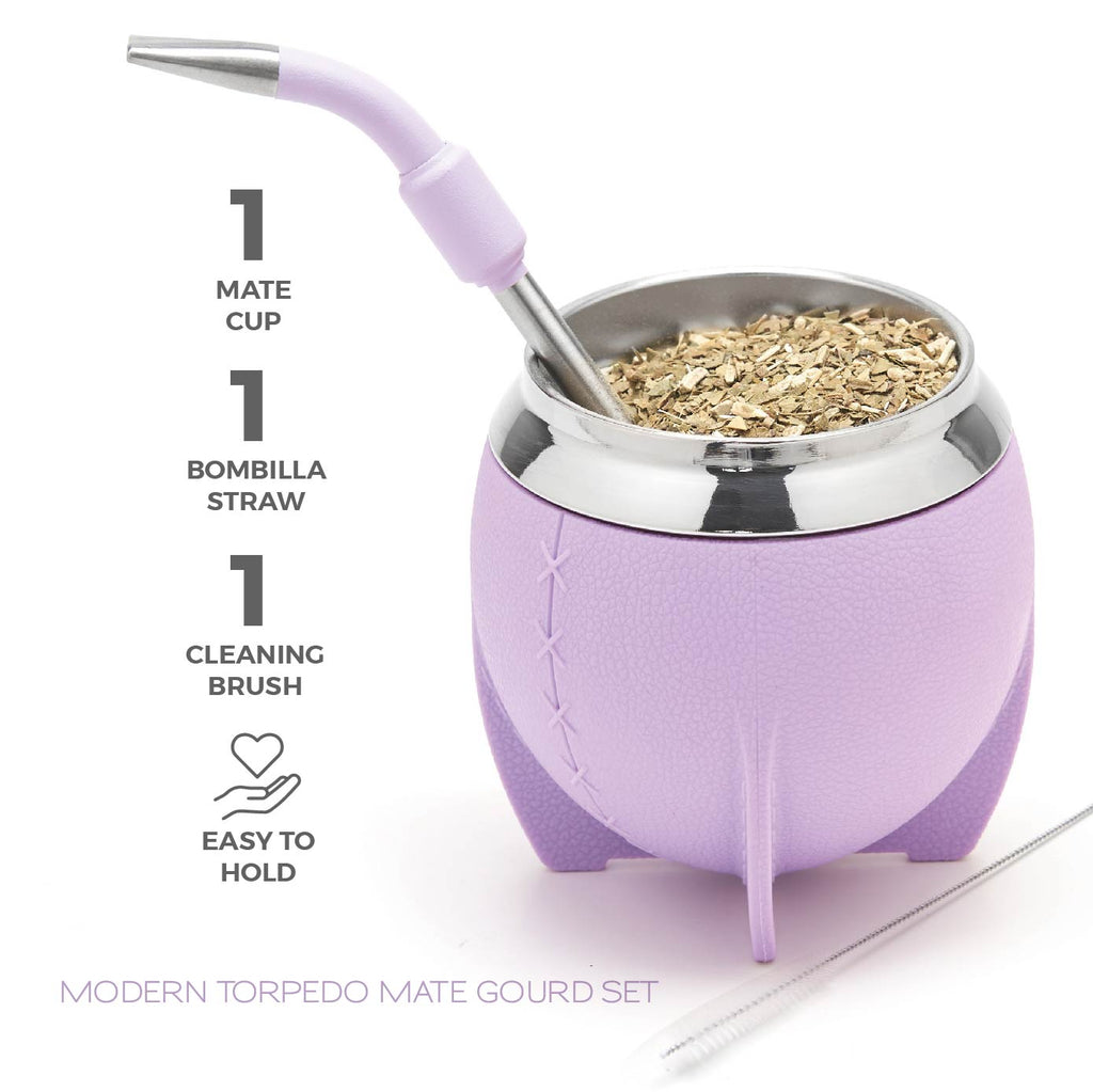 Torpedo Stainless Steel Yerba Mate Gourd Set (Lilac)