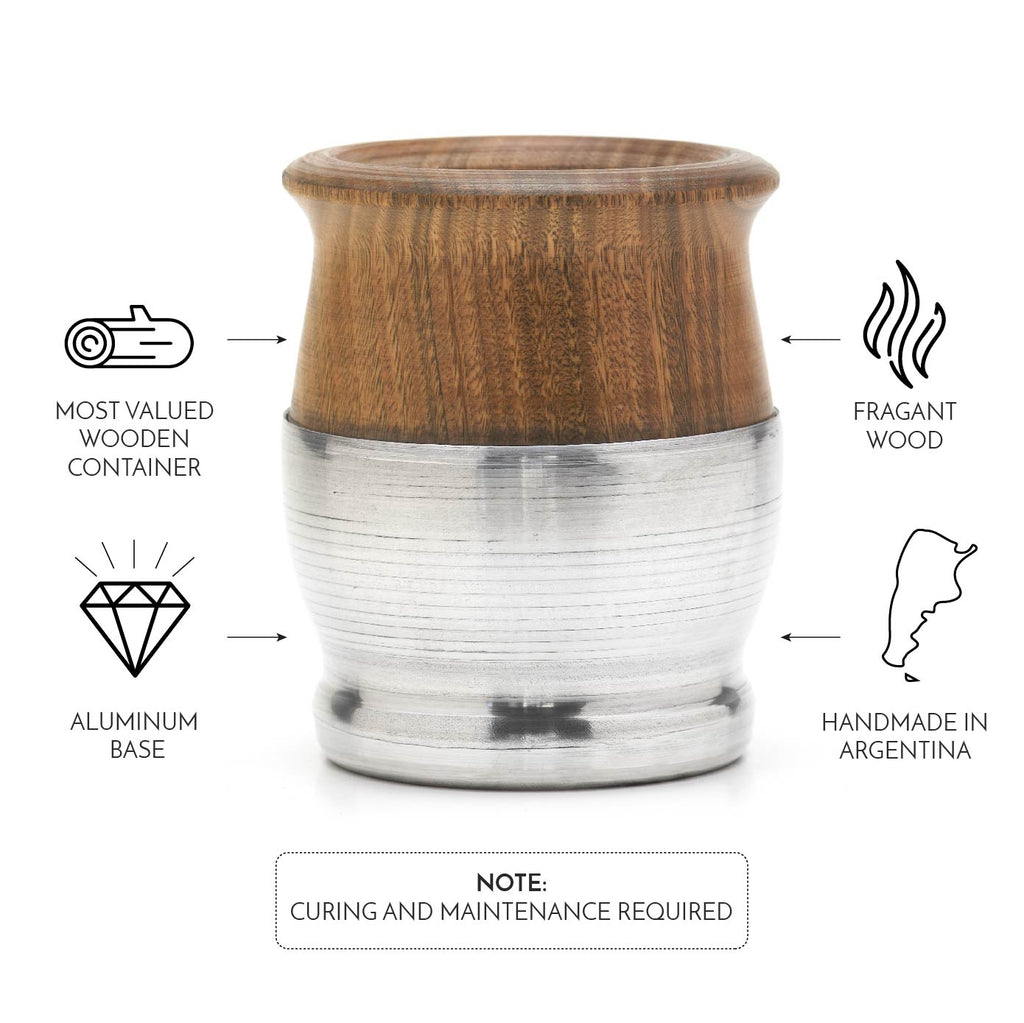 The Palo Santo Wood Mate Gourd Set (Aluminum Base)