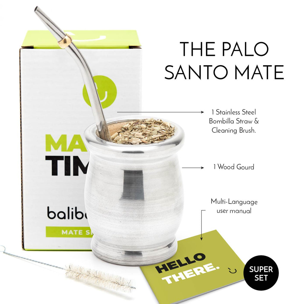 The Palo Santo Wood Mate Gourd Set (Wrapped in Aluminum)
