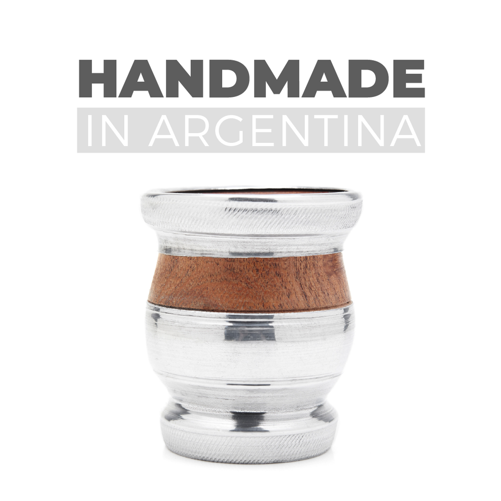 The Carob Wood Mate Gourd Set (Aluminum Rim & Base)