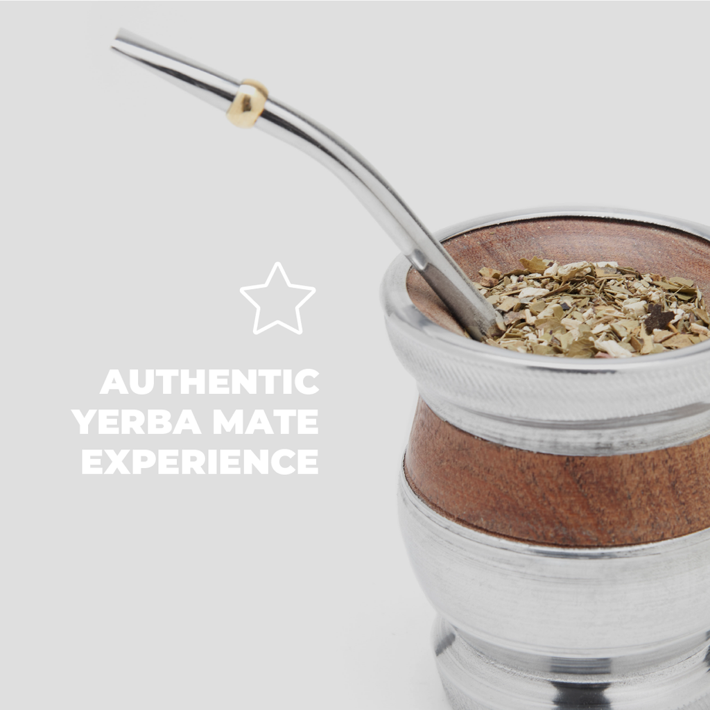 The Carob Wood Mate Gourd Set (Aluminum Rim & Base)