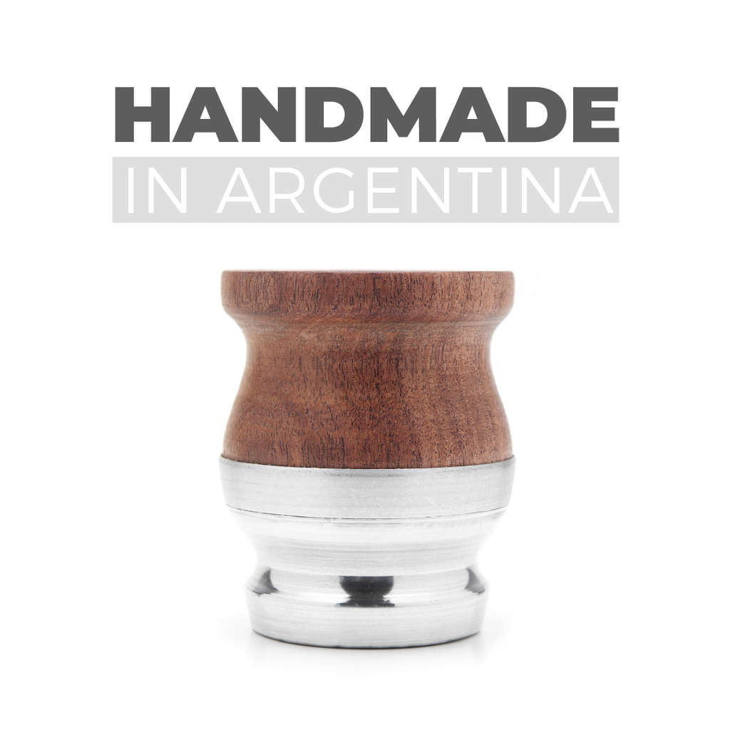 The Carob Wood Mate Gourd Set (Aluminum Base)