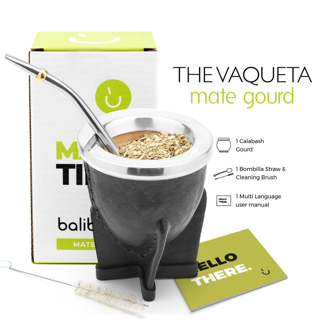 The Vaqueta Yerba Mate Gourd Set (Black)