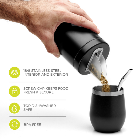 Stainless Steel Yerba Container - Yerbero (Black)