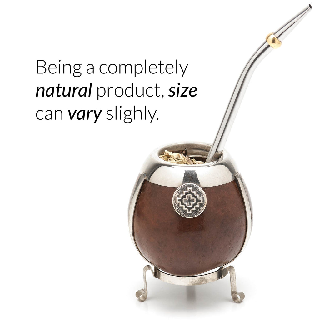 The German Silver Calabash Yerba Mate Gourd Set (Dark brown)