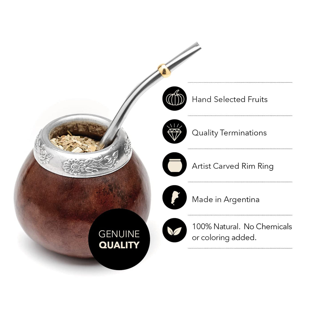 Traditional Handmade Calabash Yerba Mate Gourd - Set for Two