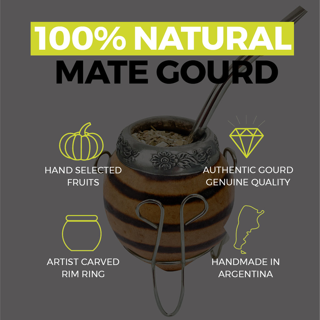 The Traditional Calabash Yerba Mate Gourd Set (Natural 01 with Base)