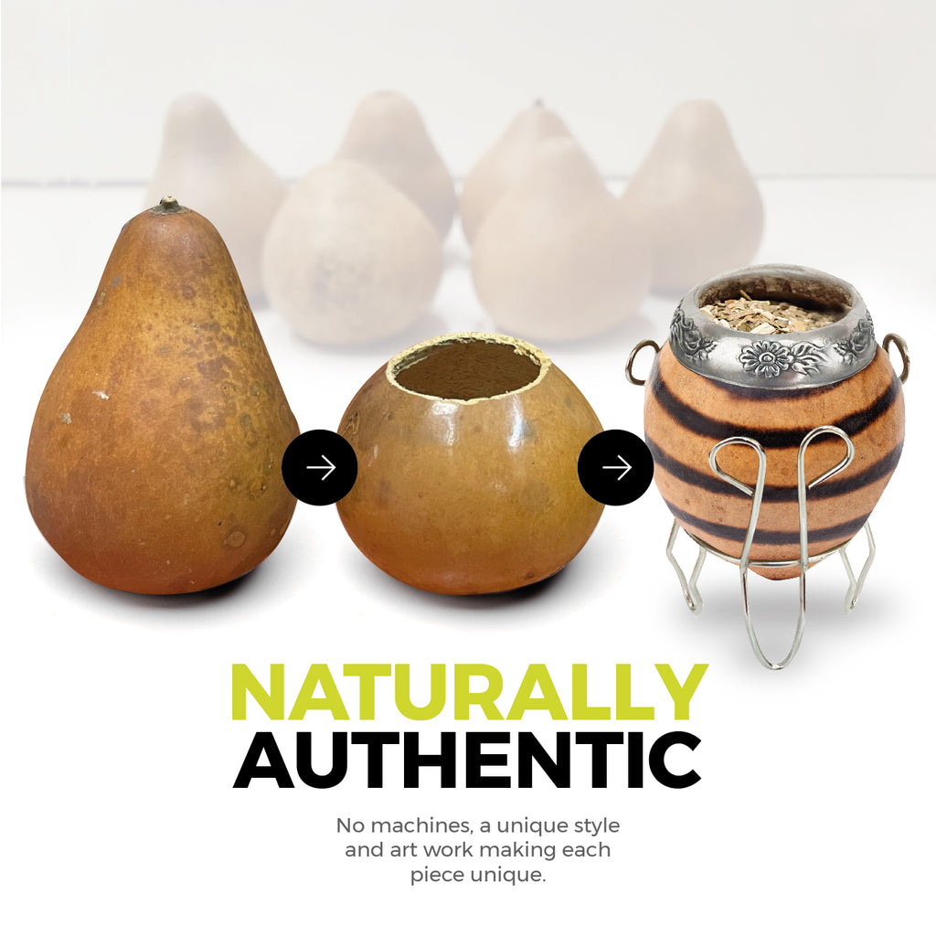 The Traditional Calabash Yerba Mate Gourd Set (Natural 01 with Base)