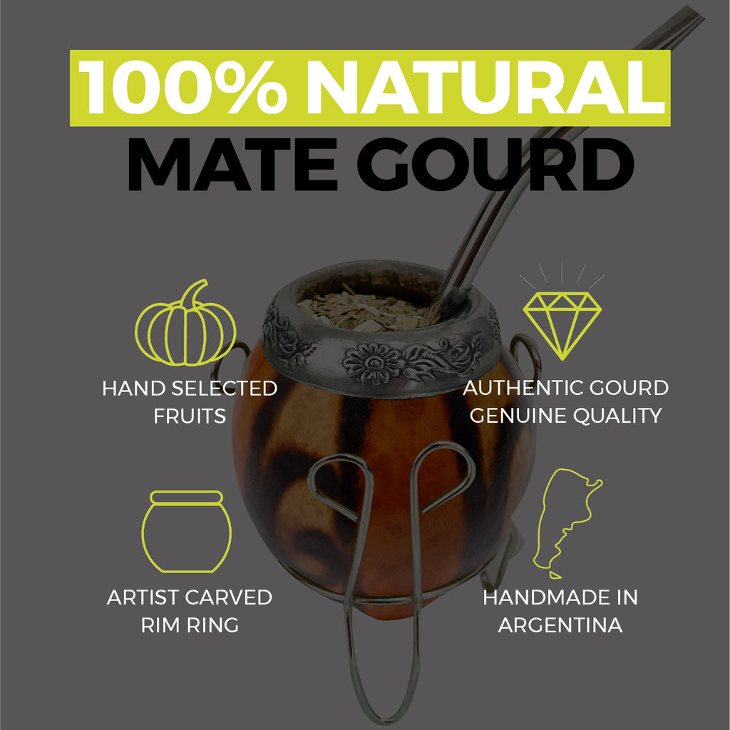The Traditional Calabash Yerba Mate Gourd Set (Natural 02 with Base)