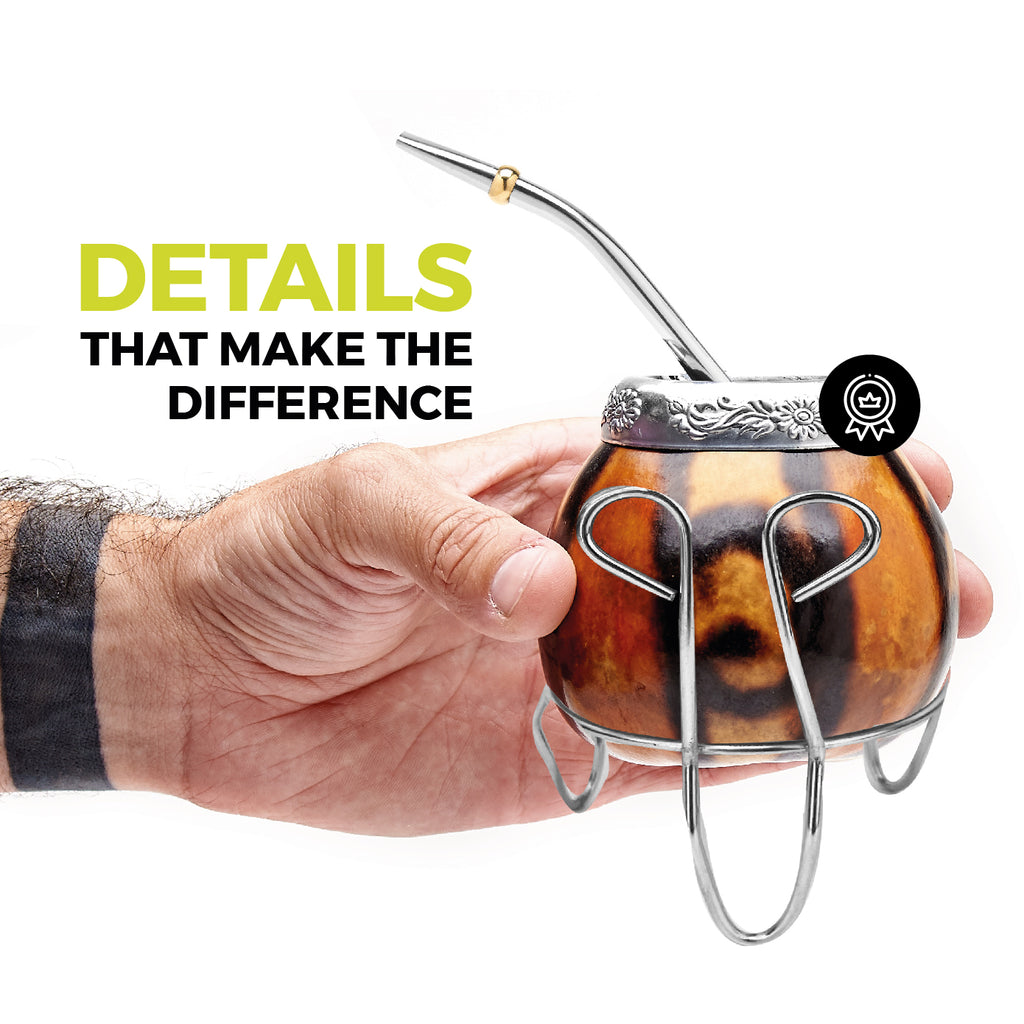 The Traditional Calabash Yerba Mate Gourd Set (Natural 02 with Base)