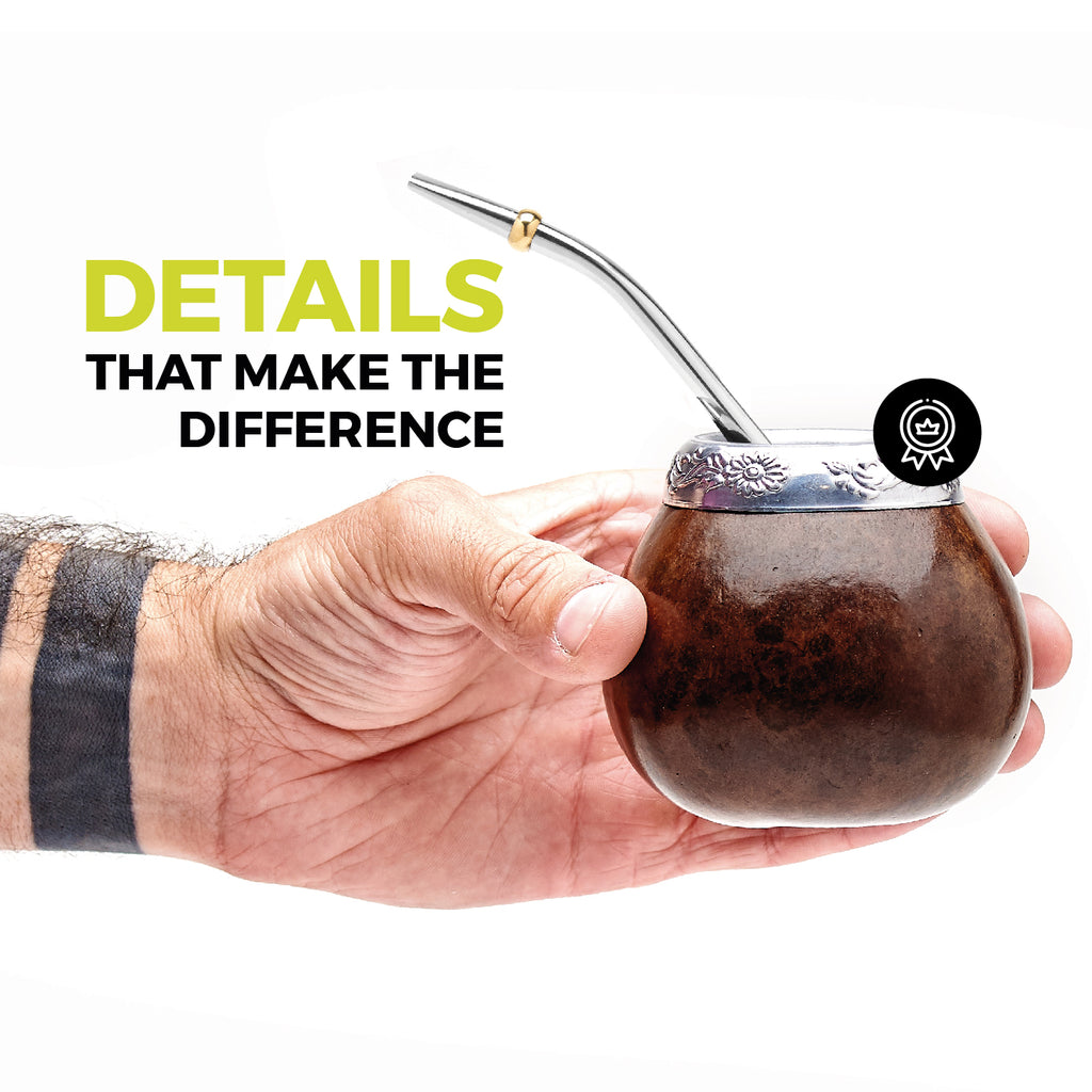 The Traditional Calabash Yerba Mate Gourd Set (Dark Brown)