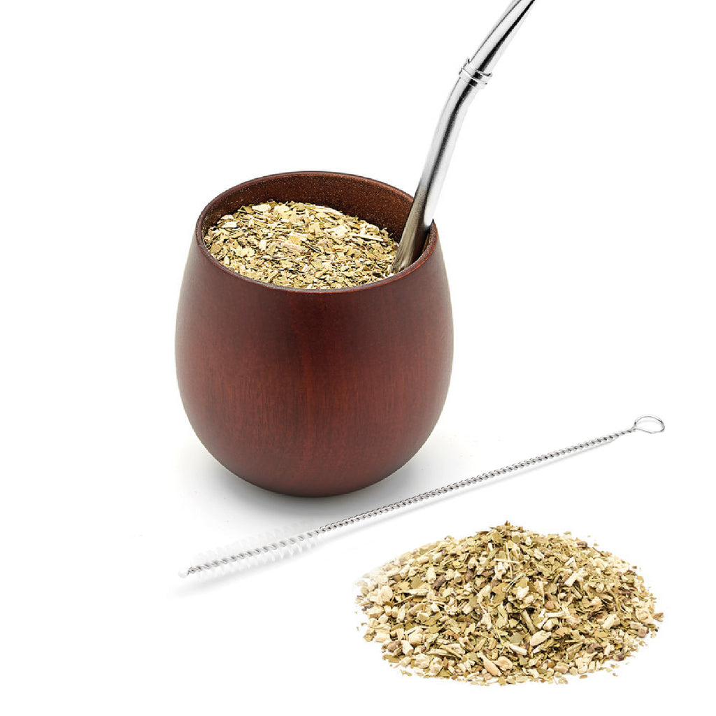 The Jujube Wooden Mate Gourd Set (Dark Brown)