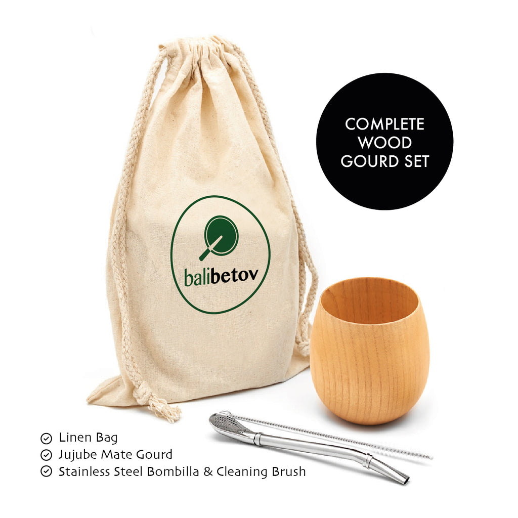 The Jujube Wooden Mate Gourd Set (Light Brown)