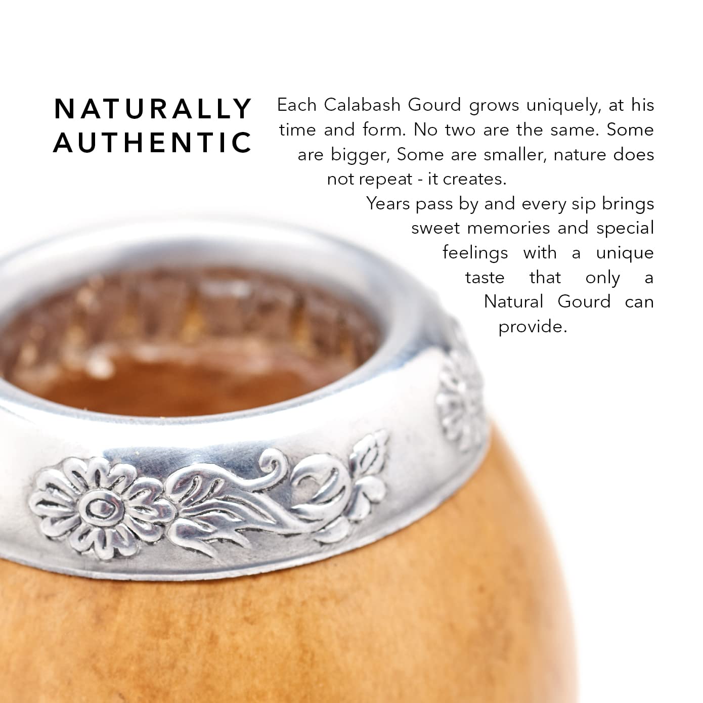 Traditional Calabash Mate Gourd Set for Two - Yerba Mate Bag Included (Brown & Natural)