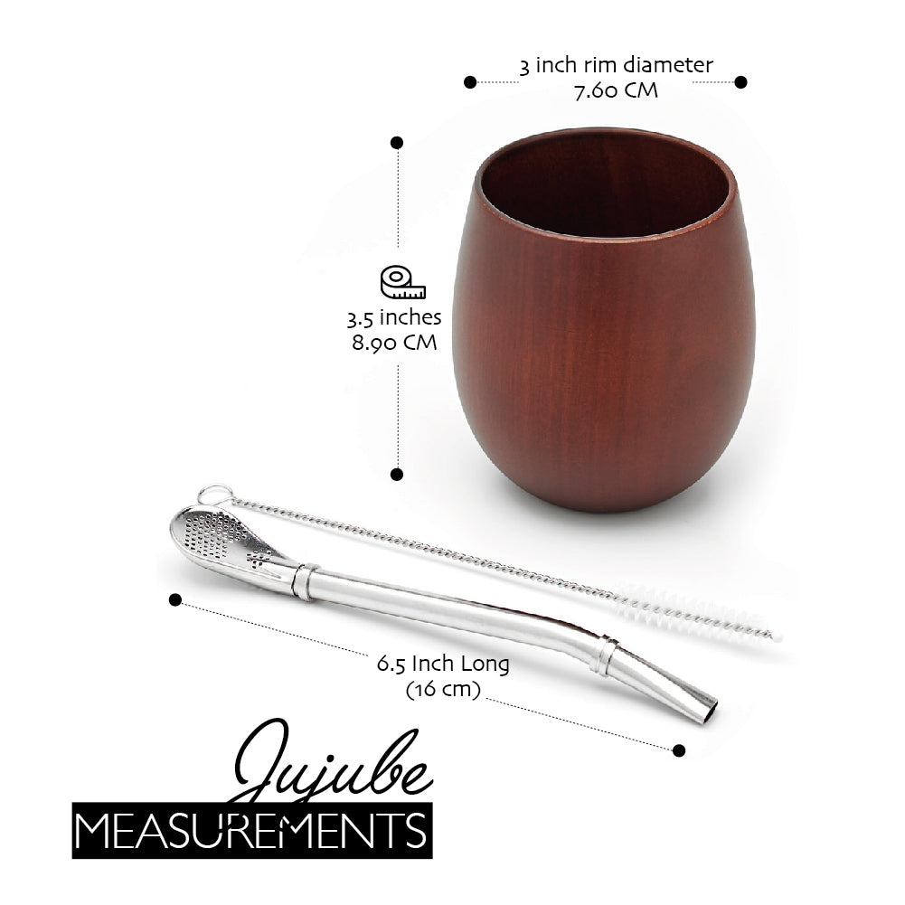 The Jujube Wooden Mate Gourd Set (Dark Brown)