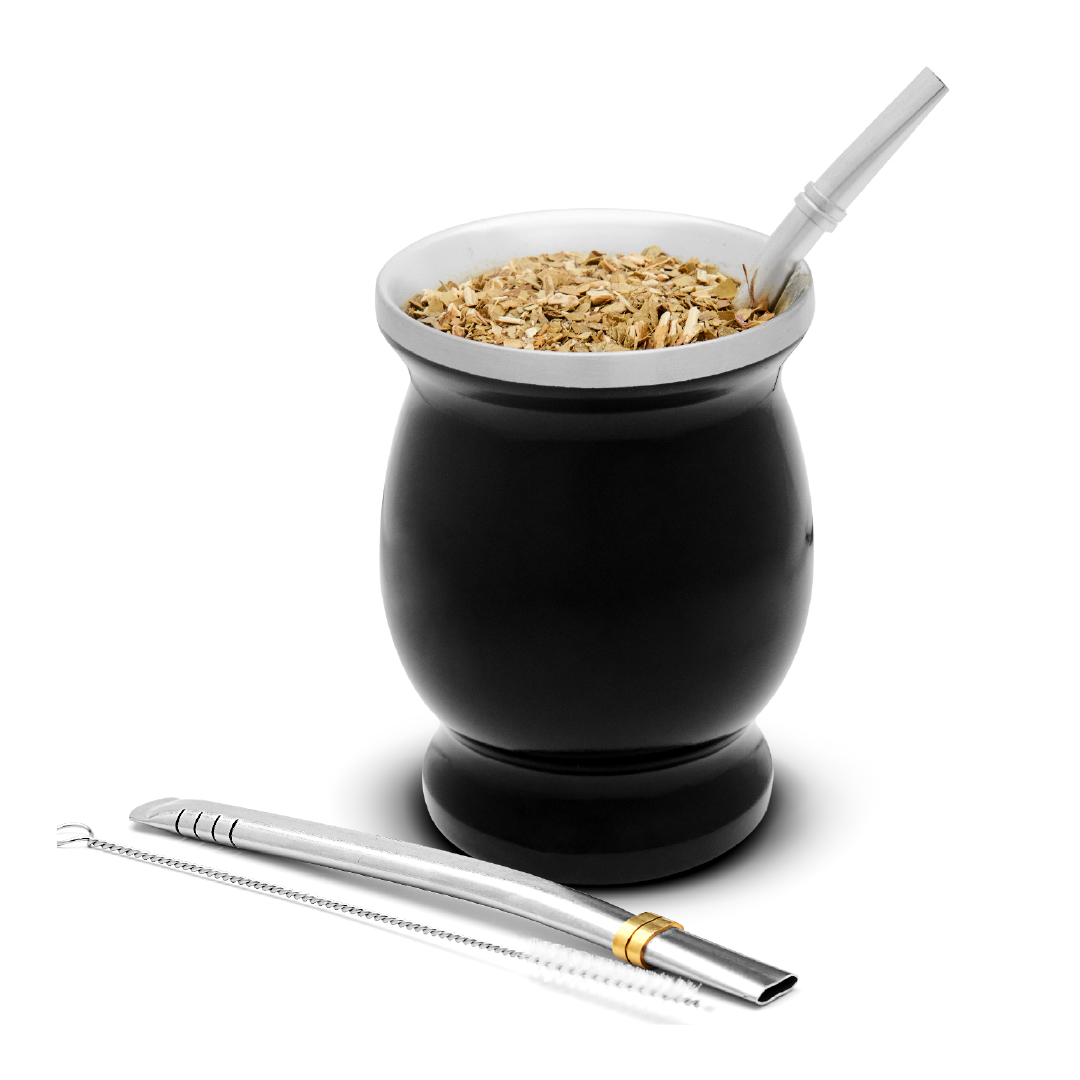 Classic Stainless Steel Yerba Mate Gourd Set (Black)