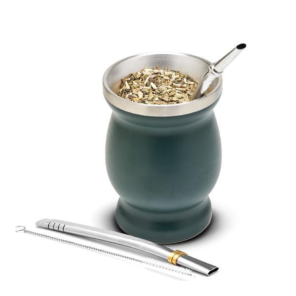 Classic Stainless Steel Yerba Mate Gourd Set (Green)