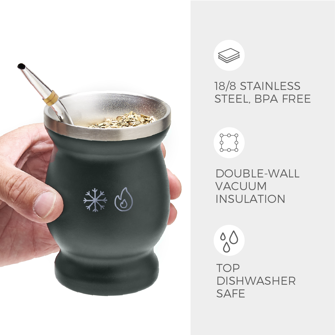 Classic Stainless Steel Yerba Mate Gourd Set (Green)