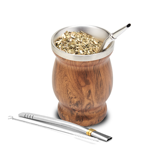Classic Stainless Steel Yerba Mate Gourd Set (Wood)