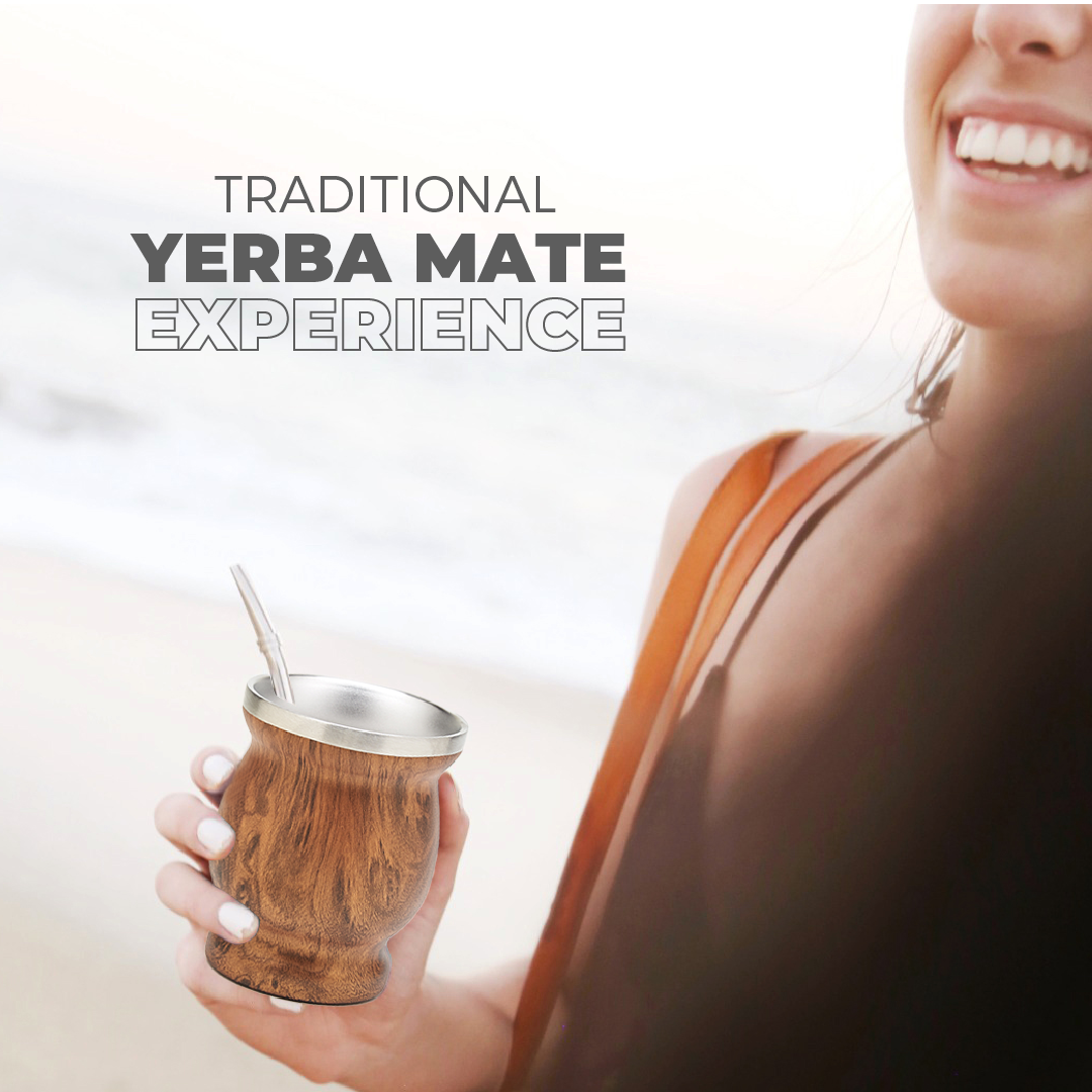 Classic Stainless Steel Yerba Mate Gourd Set (Wood)
