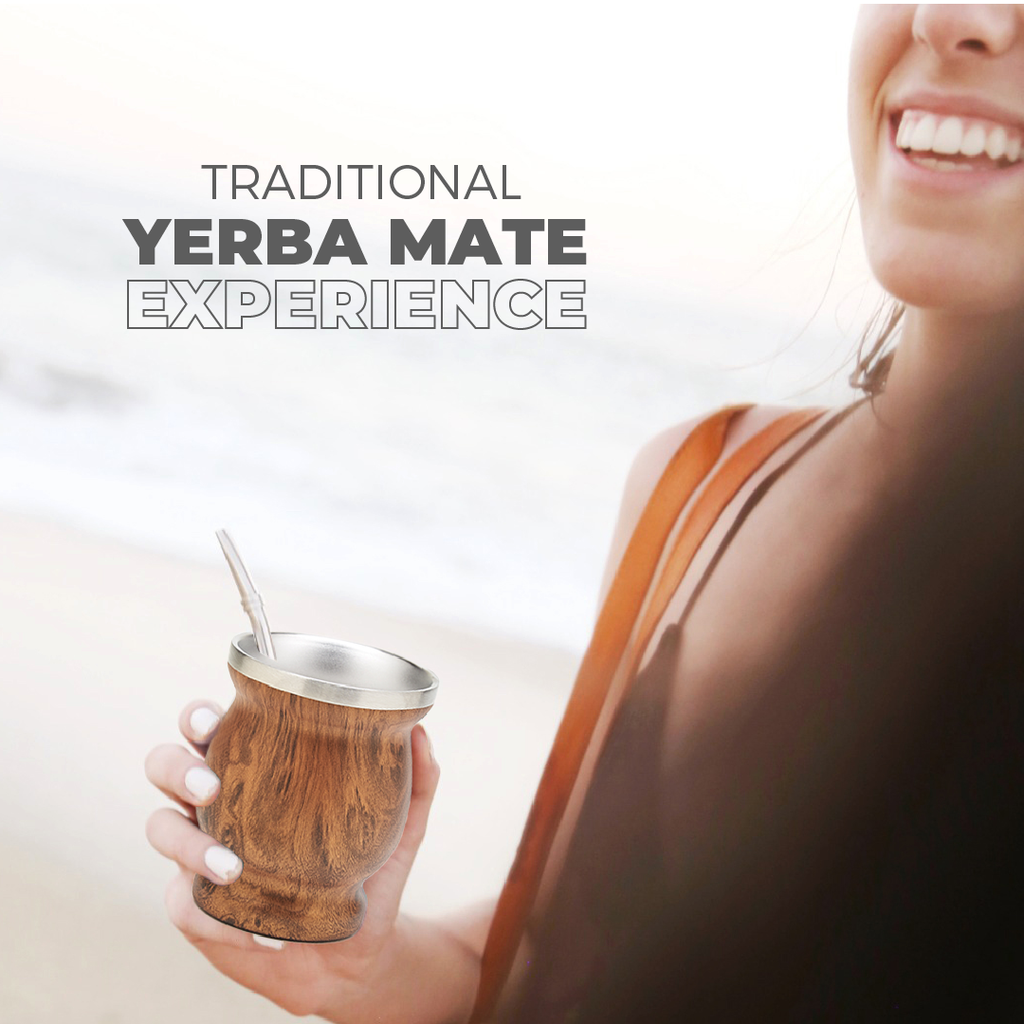 Classic Stainless Steel Yerba Mate Gourd Set (Wood)