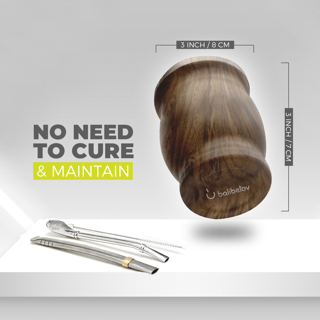 Classic Stainless Steel Yerba Mate Gourd Set (Wood)