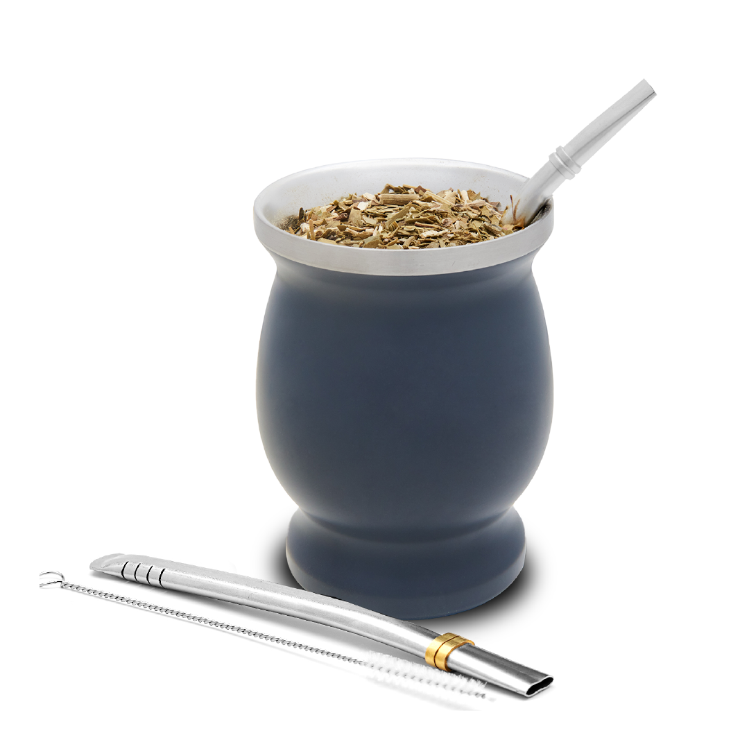 Classic Stainless Steel Yerba Mate Gourd Set (Grey)