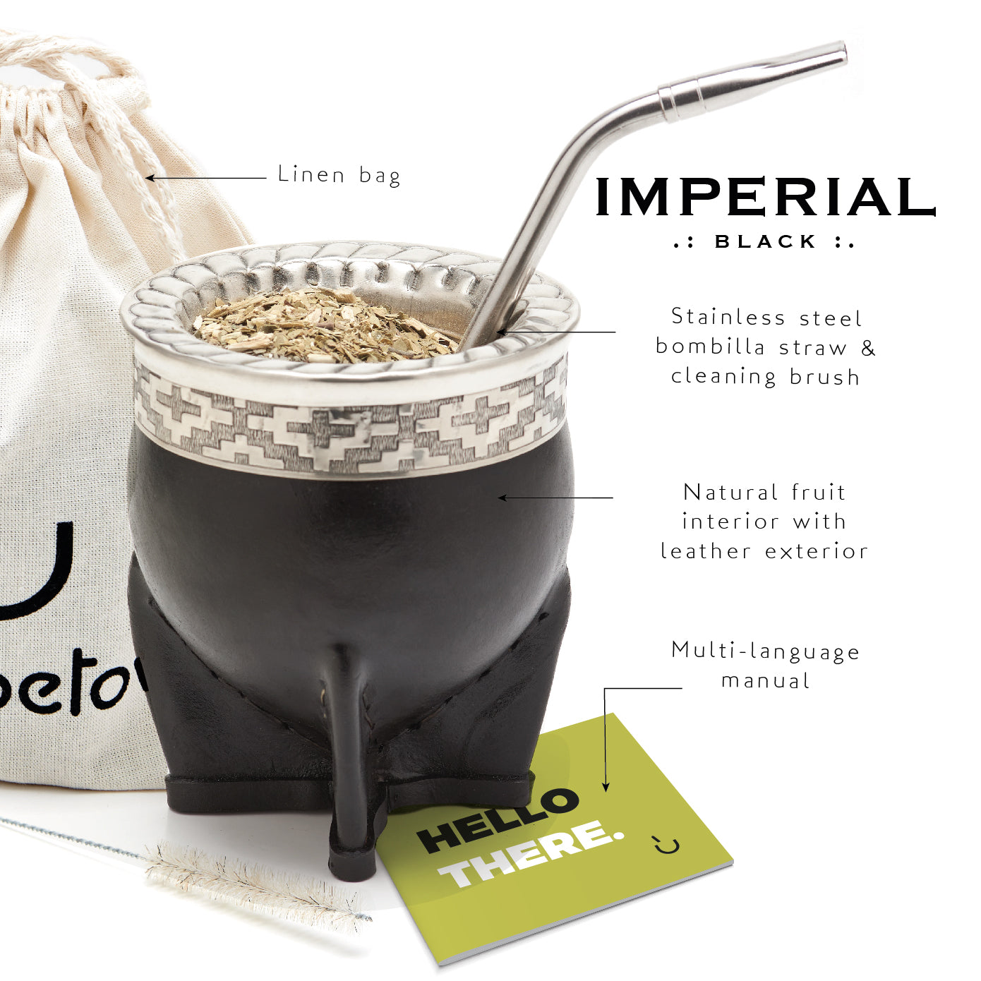 PREMIUM COLLECTION - The Black Imperial Calabash Mate Gourd Set
