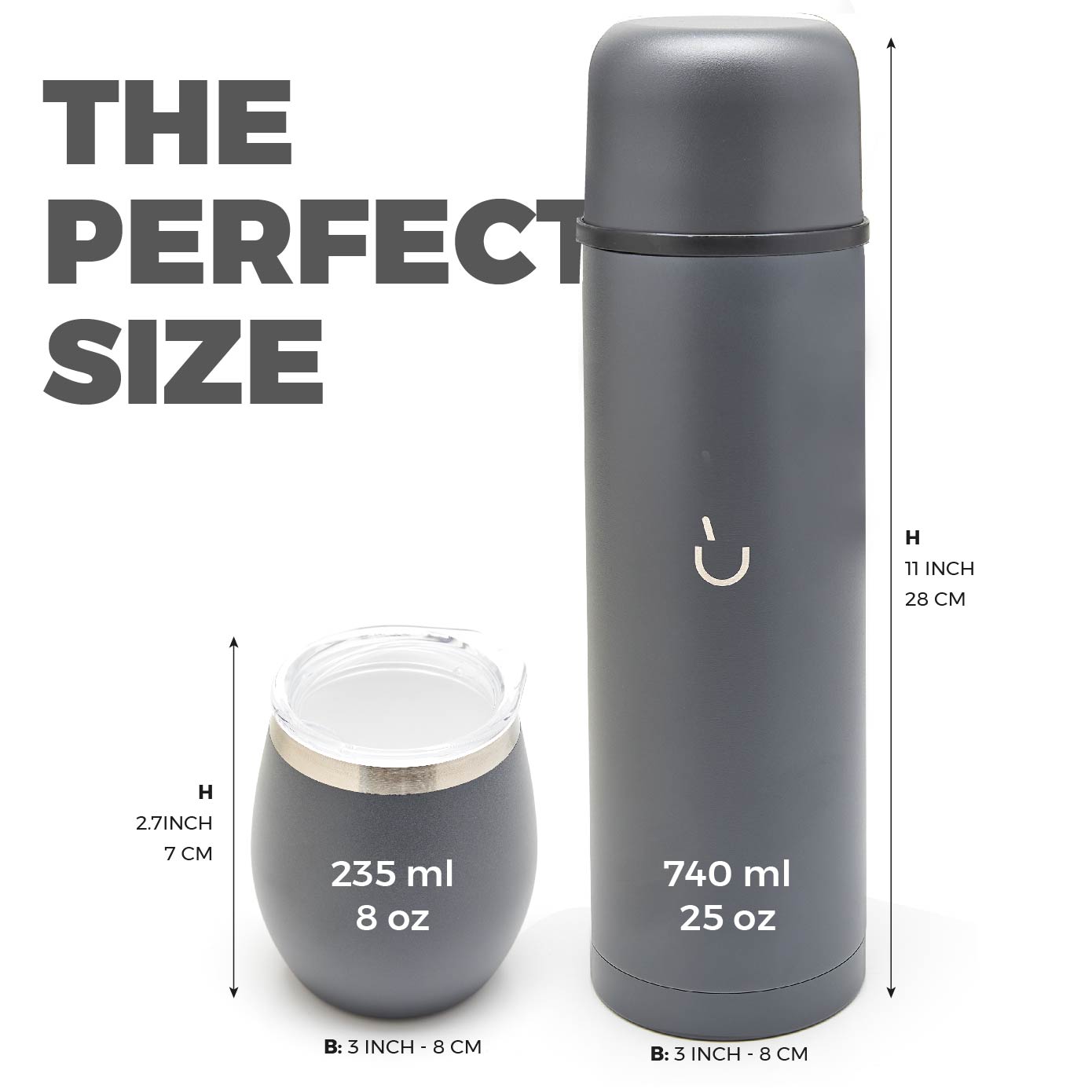 Premium Stainless Steel Yerba Mate Kit - Gray - Pack of 3 Organic Yerba Mate Tea 70g Each Included