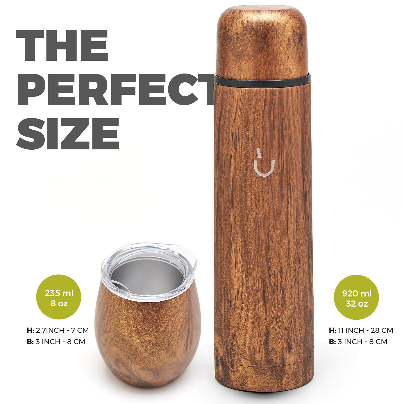 Premium Stainless Steel Yerba Mate Kit - 1kg Yerba Mate Bag Included (Wood)