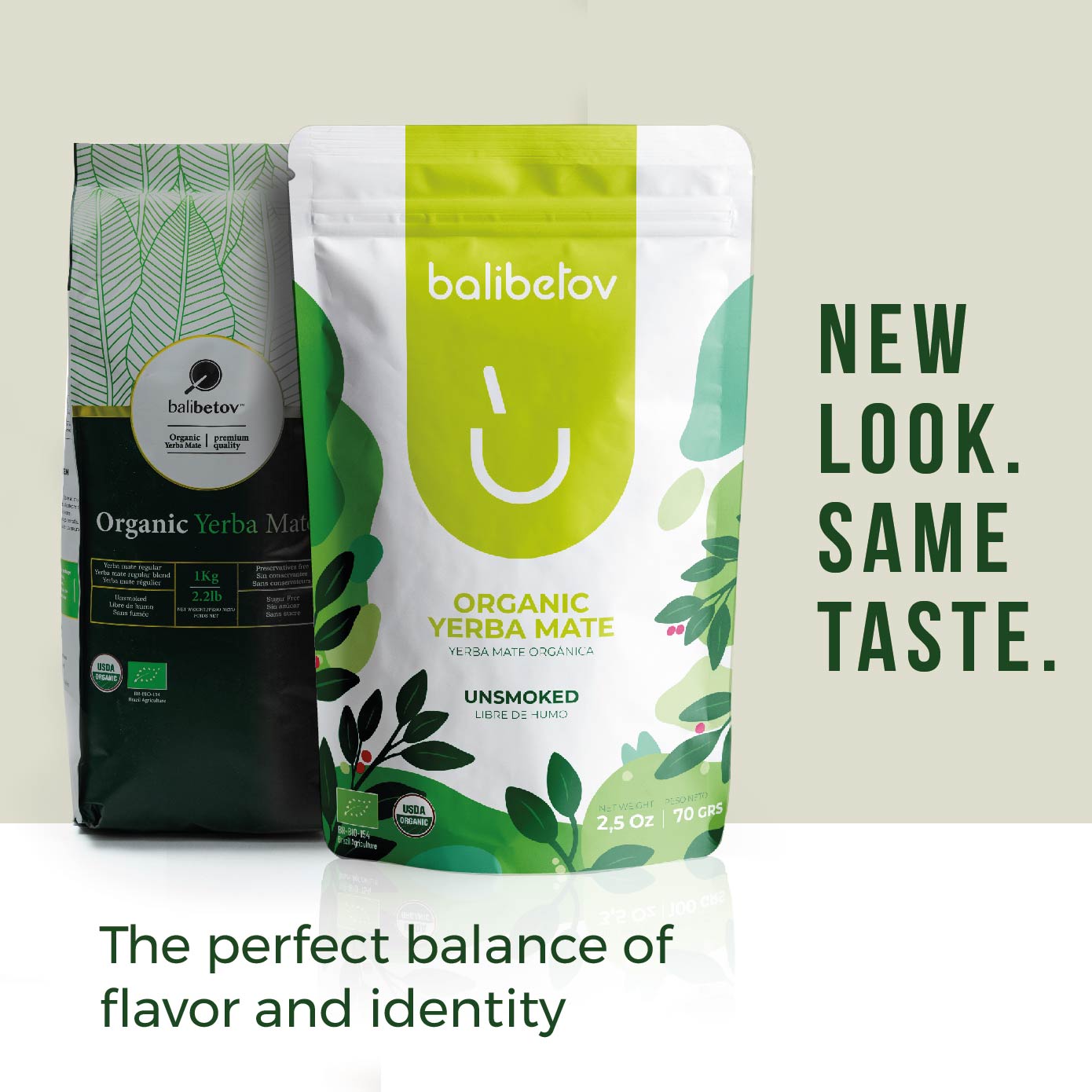 Organic Yerba Mate By Balibetov - Unsmoked 2.5 oz I 70g Bag (Pack of 6 Resealable Bags)