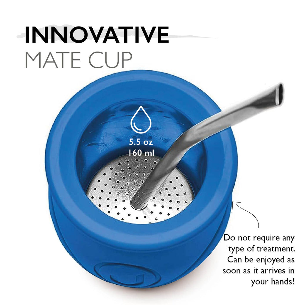 The BaliMate - Innovative Self-Clean Yerba Mate Gourd Set (Blue)