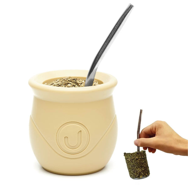 The BaliMate - Innovative Self-Clean Yerba Mate Gourd Set (Beige)