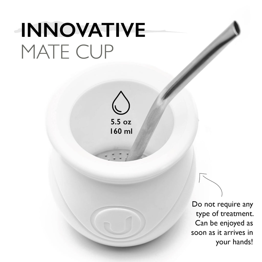 The BaliMate - Innovative Self-Clean Yerba Mate Gourd Set (White)