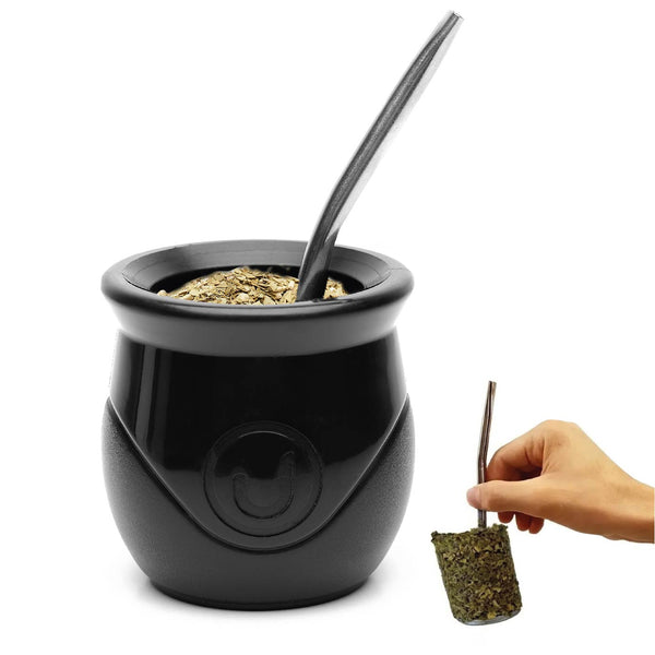 The BaliMate - Innovative Self-Clean Yerba Mate Gourd Set (Black)