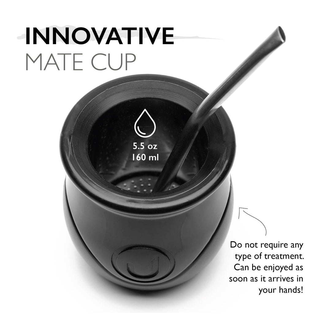 Das BaliMate – Innovatives selbstreinigendes Yerba Mate Kürbis-Set (schwarz)