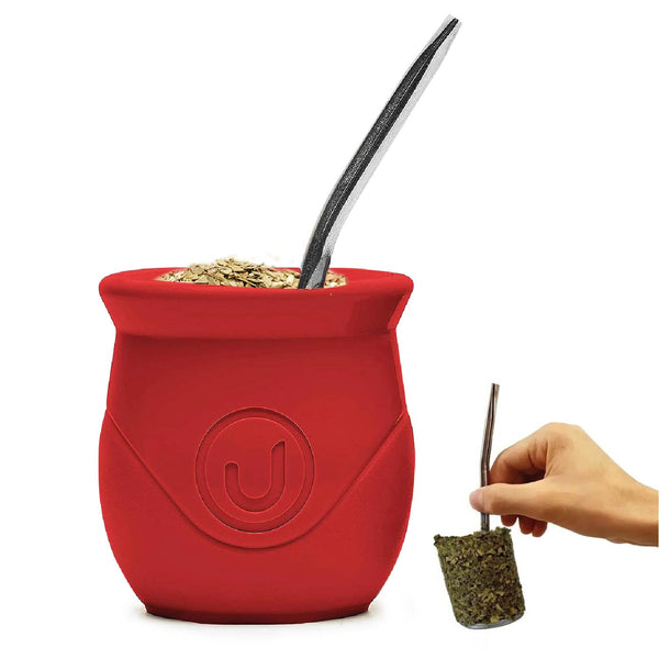 The BaliMate - Innovative Self-Clean Yerba Mate Gourd Set (Red)