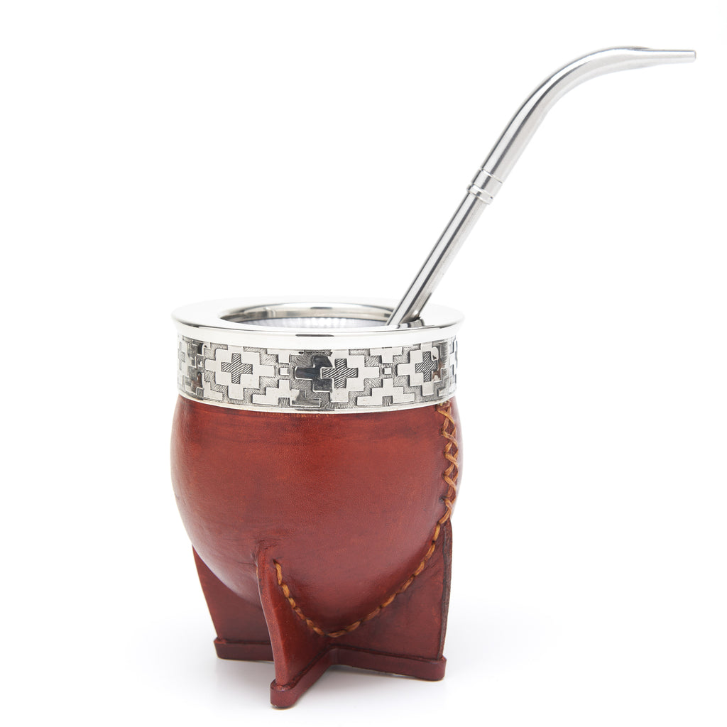 The Colonia Stainless Steel Mate Gourd Set  (Brown)