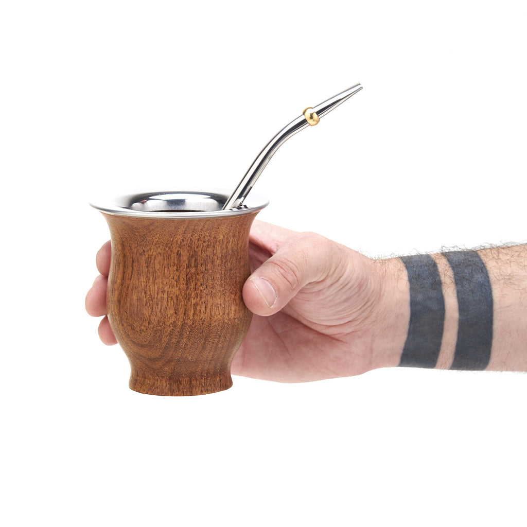 The Camionero Carob Wood Mate Gourd Set (Stainless Steel Rim)