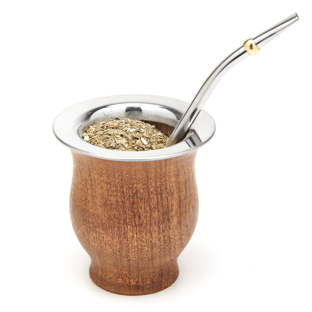 The Camionero Carob Wood Mate Gourd Set (Stainless Steel Rim)