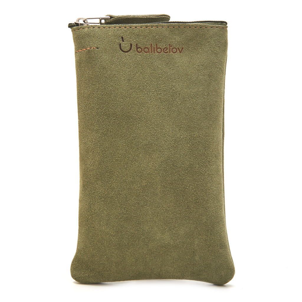 Suede Leather Yerba Mate Container - Yerba Bag (Green)