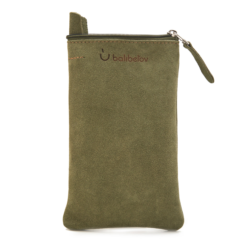 Suede Leather Yerba Mate Container - Yerba Bag (Green)