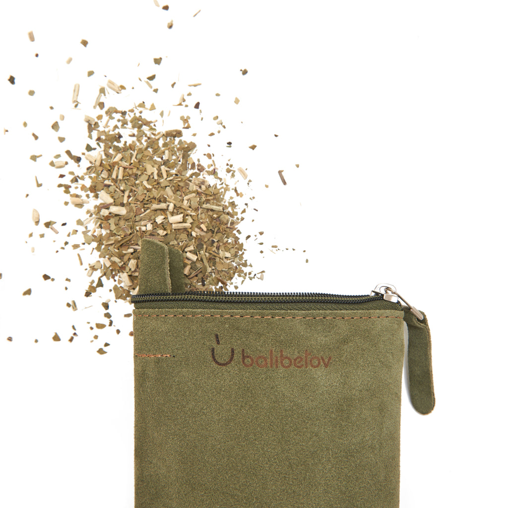 Suede Leather Yerba Mate Container - Yerba Bag (Green)